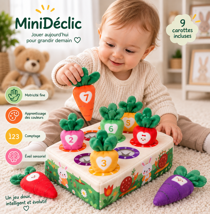 Jeu de récolte des carottes Montessori en tissu pour enfant