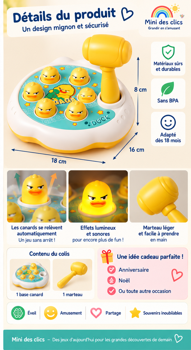Jeu de Tape-Taupe Canard Interactif – détails du produit