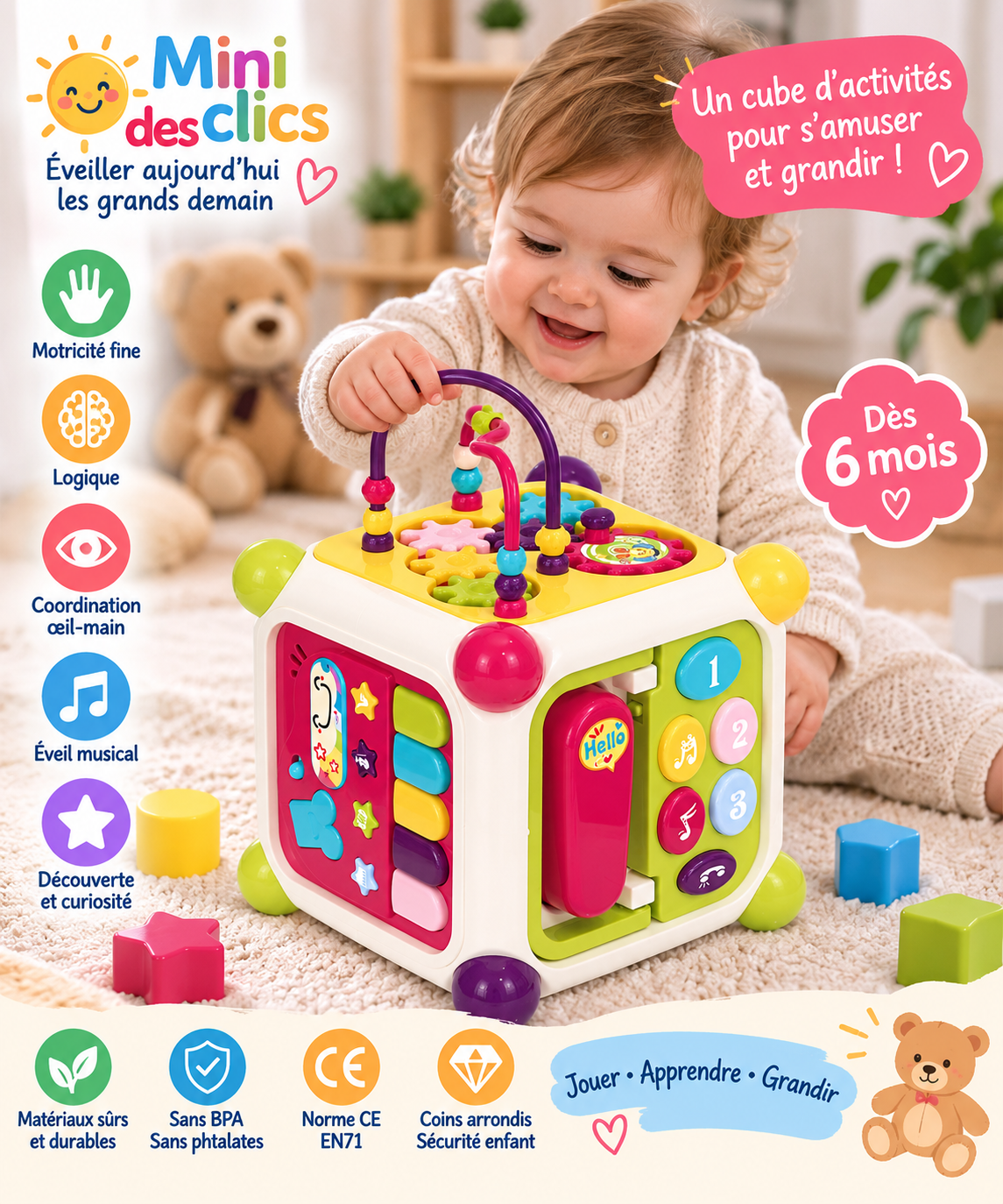 Labyrinthe de perles éducatif dès 3 ans – coordination œil-main